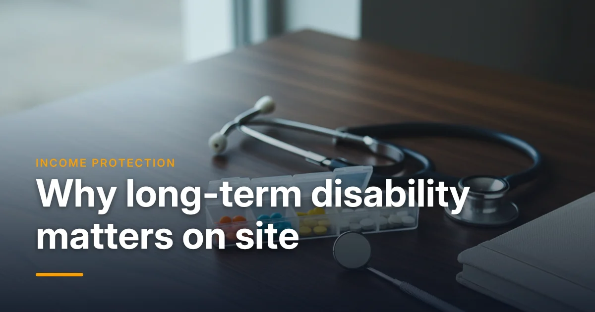A stethoscope and a wellness journal on a desk — why long-term disability insurance matters in construction